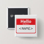 Red Hello My Name is ,<NAME> Button (Vorne & Hinten)