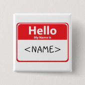 Red Hello My Name is ,<NAME> Button (Vorderseite)