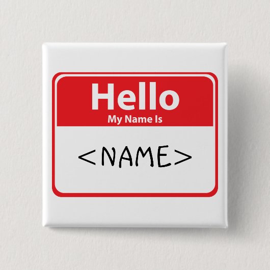 Red Hello My Name is ,<NAME> Button (Vorderseite)
