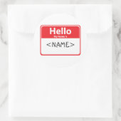 Red Hello My Name is ,<NAME> Runder Aufkleber (Tasche)