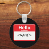 Red Hello My Name is ,<NAME> Schlüsselanhänger (Vorderseite)
