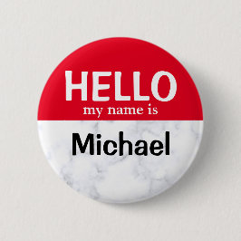 Red Hello My Name is Personalisiert Button button