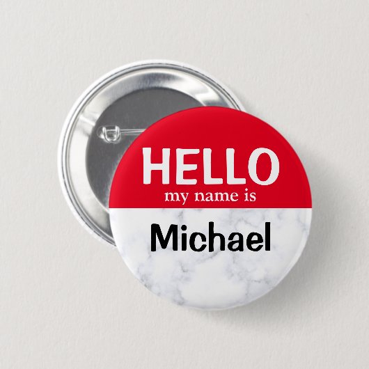 Red Hello My Name is Personalisiert Button button (Vorne & Hinten)