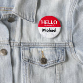 Red Hello My Name is Personalisiert Button button (Beispiel)