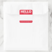 Red "Hello" Name Abzeichen Buchzeichen Quadratischer Aufkleber (Tasche)