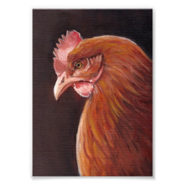 Red Hen Art Portrait Print Fotodruck