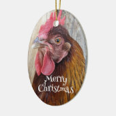 Red Hen Chicken Photo Holiday Keramik Ornament (Links)