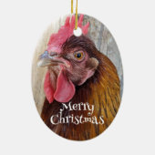 Red Hen Chicken Photo Holiday Keramik Ornament (Hinten)