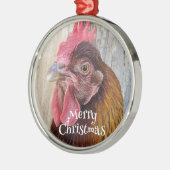 Red Hen Chicken Photo Holiday Ornament Aus Metall (Links)