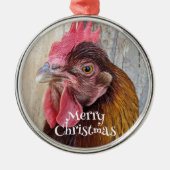 Red Hen Chicken Photo Holiday Ornament Aus Metall (Vorne)