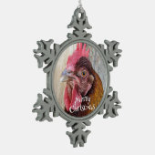 Red Hen Chicken Photo Schneeflocken Zinn-Ornament (Links)