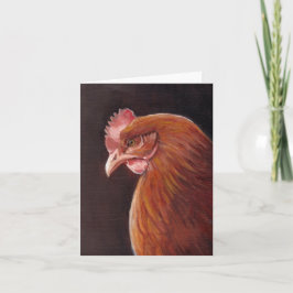 Red Hen Profile Bird Art Note Card Karte