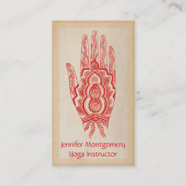 Red Henna Hand Yoga Instructor Business Card Visitenkarte
