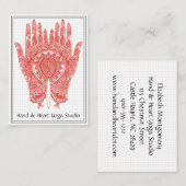 Red Henna Hands Yoga Studio Business Card Visitenkarte (Vorne/Hinten)