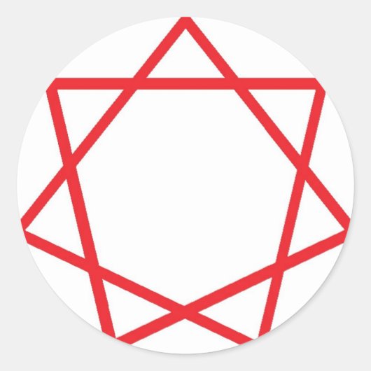 Red Heptagram Runder Aufkleber (Vorderseite)