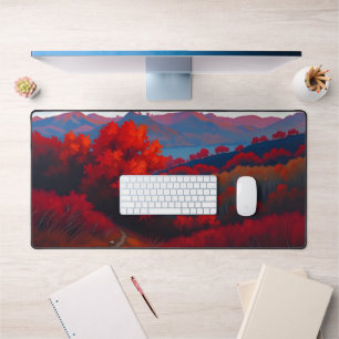 Red Herbst Forest Desk Mat - Gemütliches Herbstdek Schreibtischunterlage