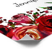 Red Herbst Herbst Floral Wedding Guest Book Sign Poster (Ecke)