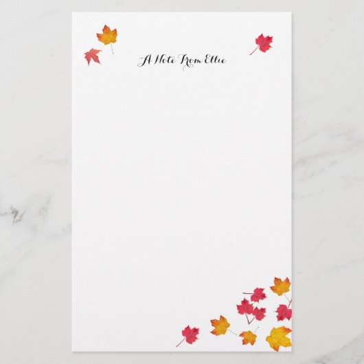 Red Herbstlaubs Personal Note Paper Briefpapier (Vorderseite)