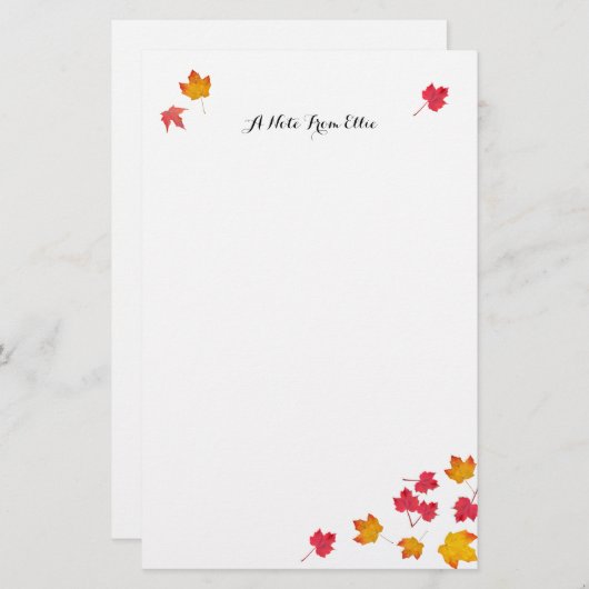 Red Herbstlaubs Personal Note Paper Briefpapier (Vorne/Hinten)
