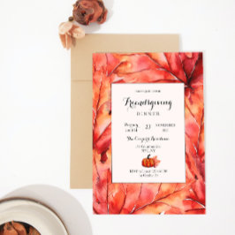 Red Herbstlaubs Pumpkin Erntedank Einladung