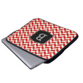 Red Herringbone Chevrons Muster mit Monogramm Laptopschutzhülle (Vorne Knopf)