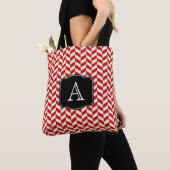 Red Herringbone Chevrons Muster mit Monogramm Tasche (Von Nahem)