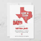 Red Herringbone Made in Texas Foto Baby Ankündigung (Vorderseite)