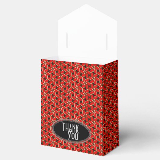 Red Hexagon Swirl Wedding Party Geschenkschachtel (Geöffnet)
