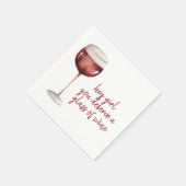 Red Hey Girl You Deserve A Glass Of Wine Quote Serviette (Ecke)