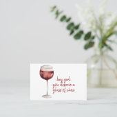 Red Hey Girl You Deserve A Glass Of Wine Quote Visitenkarte (Stehend Vorderseite)