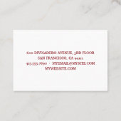 Red Hey Girl You Deserve A Glass Of Wine Quote Visitenkarte (Rückseite)