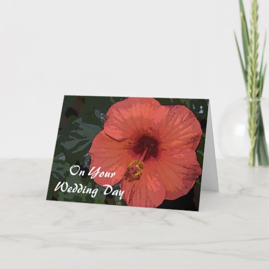 Red Hibiscus Blended Family Wedding Karte (Vorderseite)