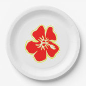 Red Hibiscus Flower Tropical Hawaiian Luau Party Pappteller (Vorderseite)