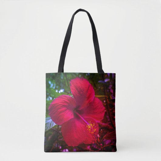 "Red Hibiscus" Tote Bag Tasche (Vorderseite)