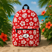 Red Hibiscus Tropical Exotic Floral Design Bedruckter Rucksack