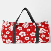 Red Hibiscus Tropical Exotic Floral Design Duffle Bag (Vorderseite)