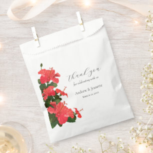 Red Hibisken Blume Danke Gastgeschenk Hochzeit Bag Geschenktütchen