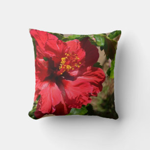 Red Hibisken Throw PIllow Kissen