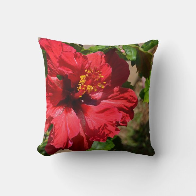 Red Hibisken Throw PIllow Kissen (Vorderseite)