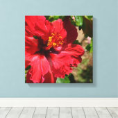 Red Hibisken Wrapped Canvas Leinwanddruck (Insitu (Holzboden))