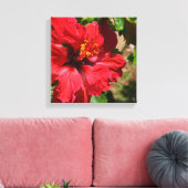 Red Hibisken Wrapped Canvas Leinwanddruck (Insitu (Wohnzimmer))
