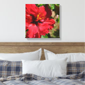 Red Hibisken Wrapped Canvas Leinwanddruck (Insitu (Schlafzimmer))