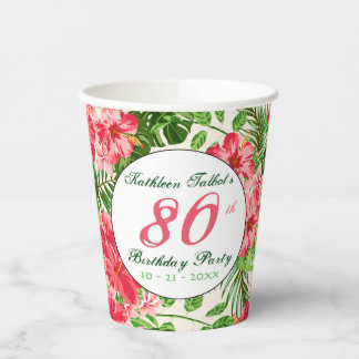 Red Hibiskus 80. Geburtstagsparty Paper Cup Pappbecher