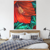 Red Hibiskus - Canvas Print Leinwanddruck (Insitu (Schlafzimmer))