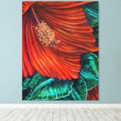 Red Hibiskus - Canvas Print Leinwanddruck (Insitu (Holzboden))