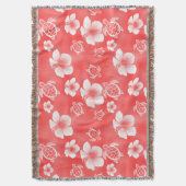 Red Hibiskus Honu Hawaiian Pattern Decke (Vorderseite Vertikal)