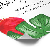 Red Hibiskus Tropical Brautparty Willkommen Poster (Ecke)