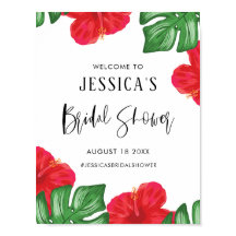 Red Hibiskus Tropical Brautparty Willkommen