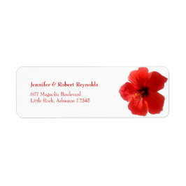Red Hibiskus Wedding Address Label