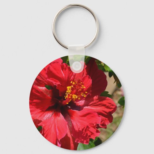 Red Hibisus Key Chain Schlüsselanhänger (Vorderseite)